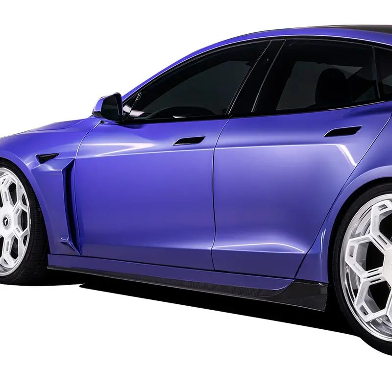Vrs Tesla Model S Plaid Aero Side Skirts Carbon Fiber Pp 2X2 Glossy 1