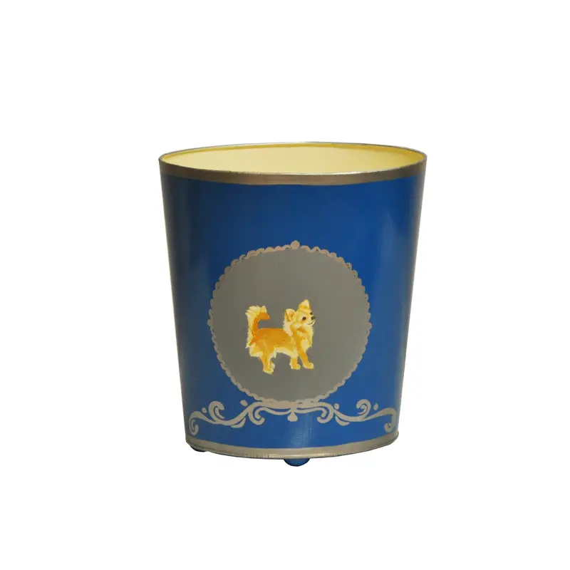 Wastebasket - Canine Handpainted Oval Metal Wastebasket - 7 Design Options 5