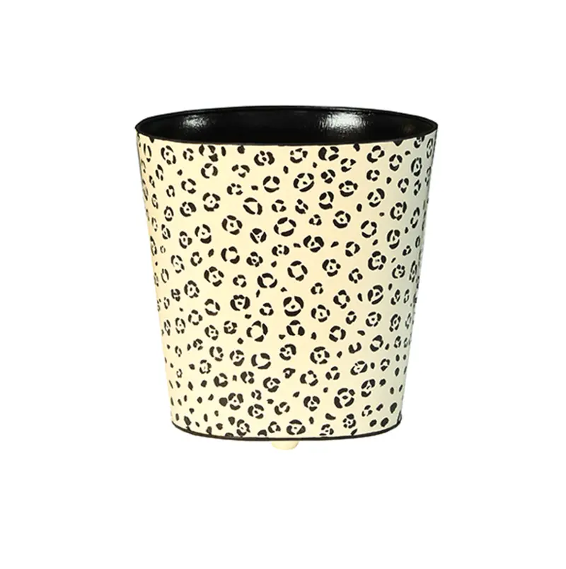 Wastebasket - Cheetah Design Handpainted Oval Metal 1