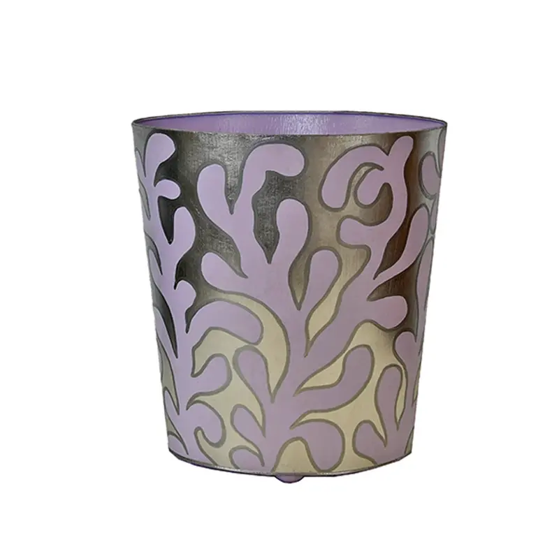 Wastebasket - Jane Handpainted Oval Metal - 3 Color Options 3
