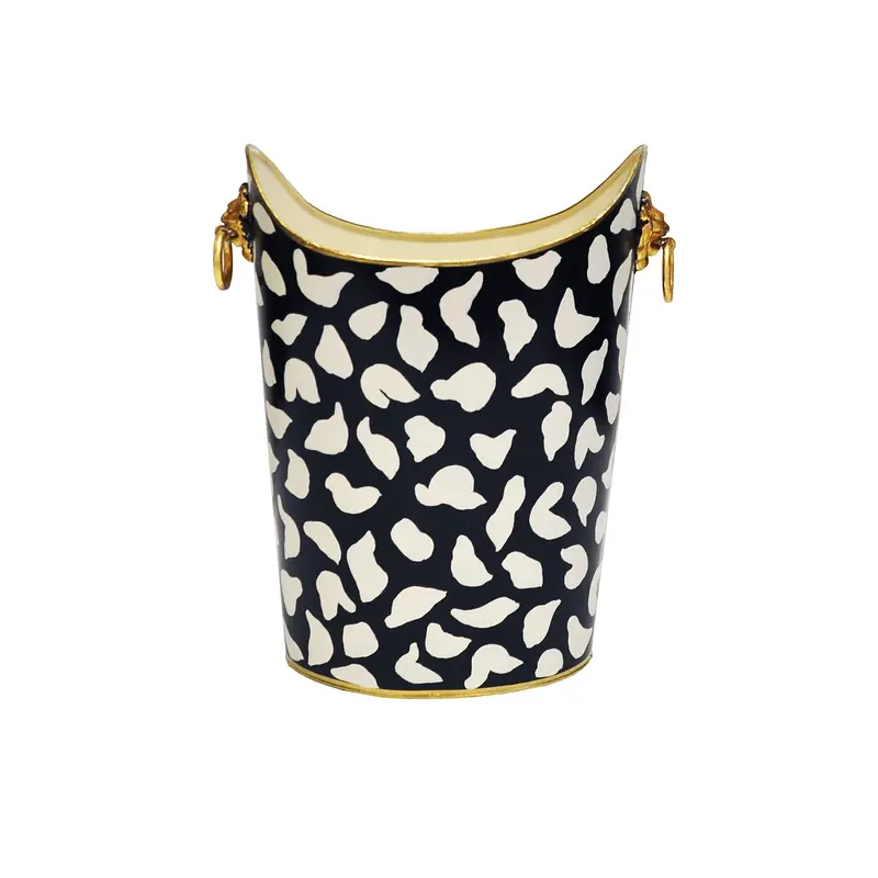 Wastebasket - Lion Brass Handle Handpainted Oval Metal - Four Design Options 1