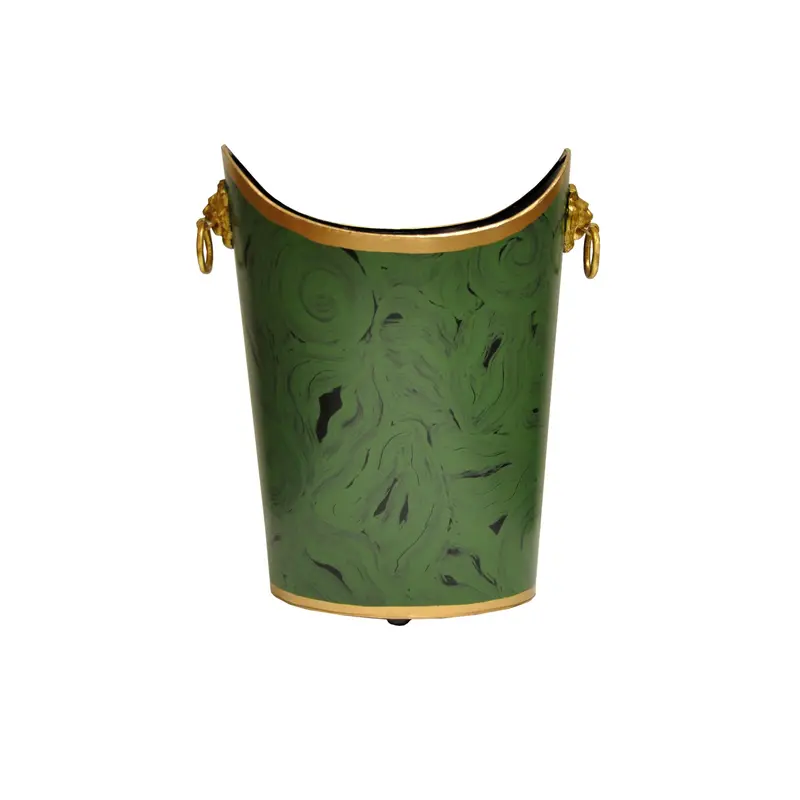 Wastebasket - Lion Brass Handle Handpainted Oval Metal - Four Design Options 2