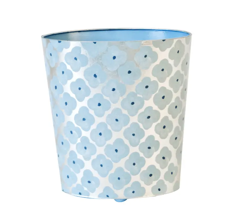 Wastebasket - Morocco Handpainted Oval Metal - 2 Color Options 2