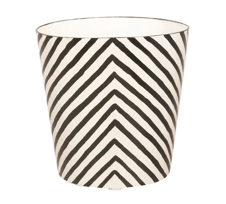 Wastebasket - Zebra Handpainted Oval Metal - Five Color Options 1