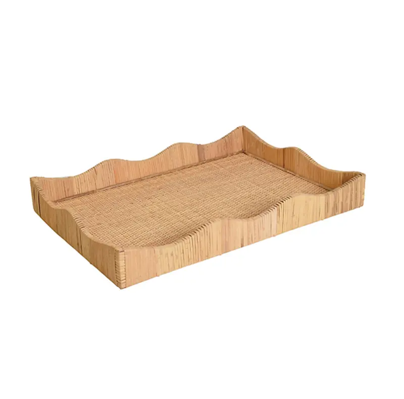 Wavey Scalloped Edge Rattan Serving Tray - Small Or Large 1