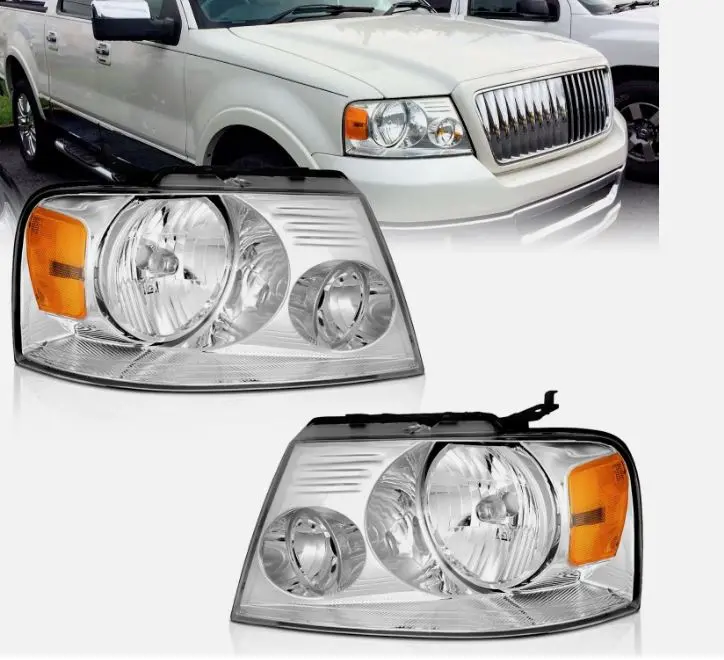 Weelmoto For 2004-2008 Ford F-150 F150 Chrome Headlights Assembly Pair Lamps 1