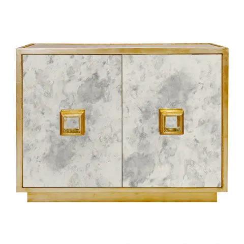 Winslow Two Door Antique Mirror Cabinet - Gold Or Silver Leaf 1
