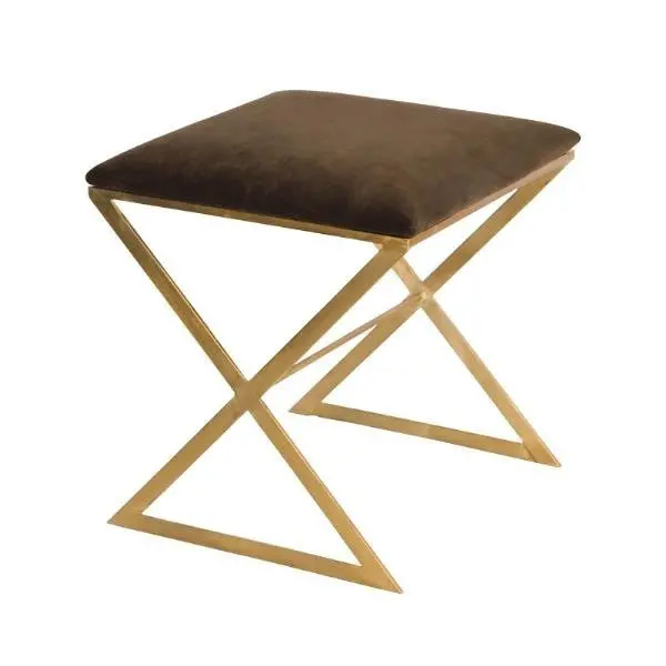 X Side Stool - Brown Or Navy Velvet - Gold Or Nickel 1