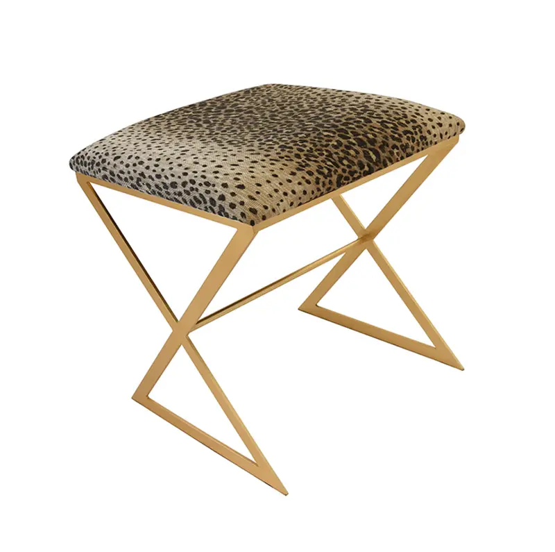 X Side Stool - Cheetah - Gold Or Nickel Frame 2