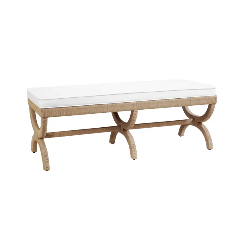 Xanadu Rope Bench W/White Performance Linen Cushion 1