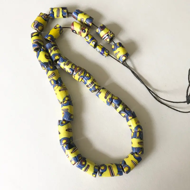 Yellow And Blue Antique Venetian Mille Fiore Beaded Accent 1