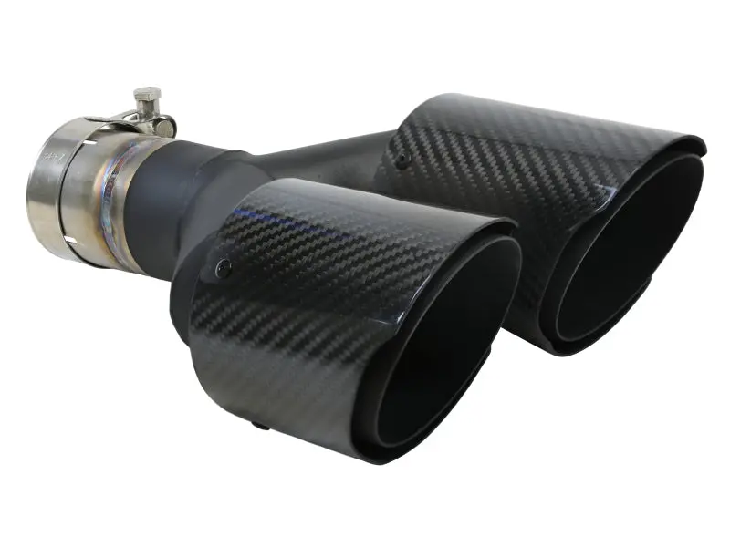 Afe Takeda 2.5" Clamp-On Stainless Steel Exhaust Tip – Driver Side, Dual Carbon Fiber Design, 4" Diameter 1