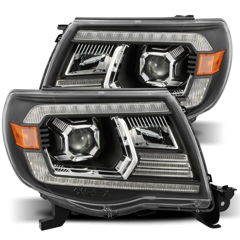 Alpharex Luxx Black Projector Led Headlights With Adaptive Lighting & Drl For 2005–2011 Toyota Tacoma 1
