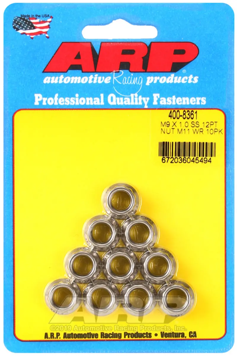 Arp Stainless Steel M9 X 1.0 Metric Nut Kit – 12-Point, Set Of 10 (M11 Wr Compatible) 1