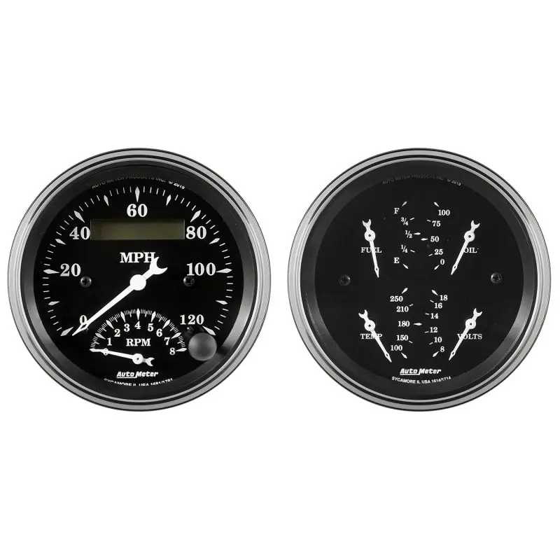Autometer Quad Gauge & Tach/Speedometer Kit – 3-3/8-Inch Classic Black Dials, 2-Piece Set 1