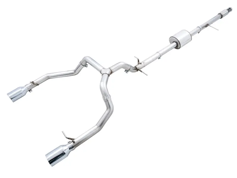 Awe Tuning 4Th Gen Gm 1500 5.3L 0Fg Catback Split Rear Exit (Flat Bumper) - Quad Chrome Tips 1