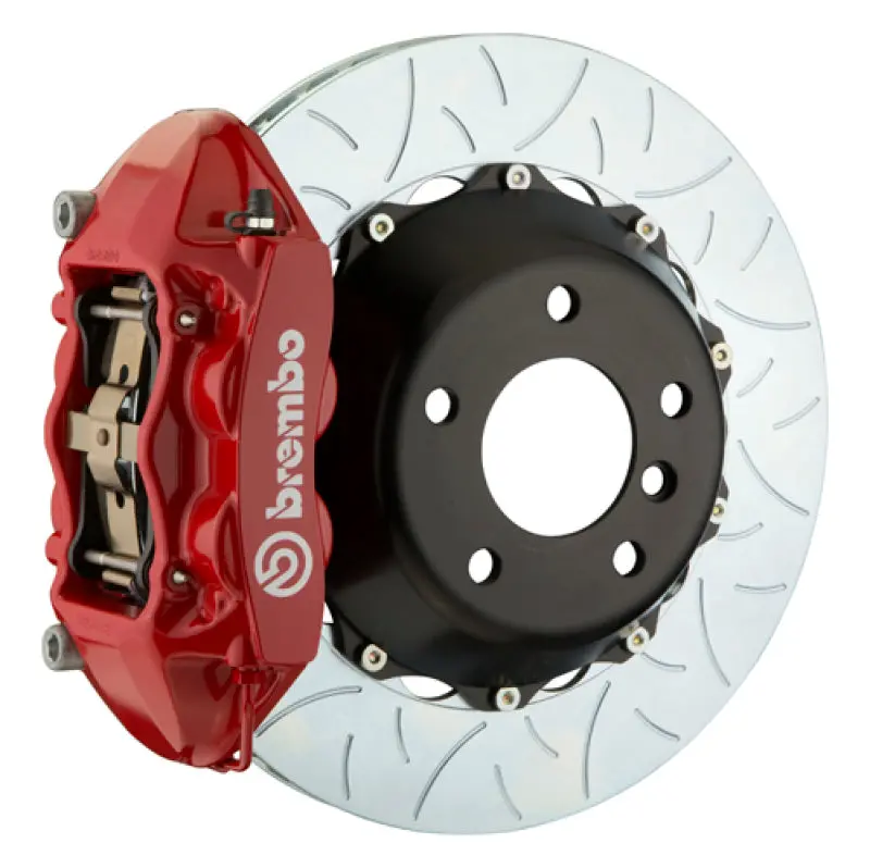 Brembo 15-23 Mustang Gt/V6/Ecoboost Rear Gt Bbk 4 Piston Cast 380X28 2Pc Rotor Slotted Type3-Red 1