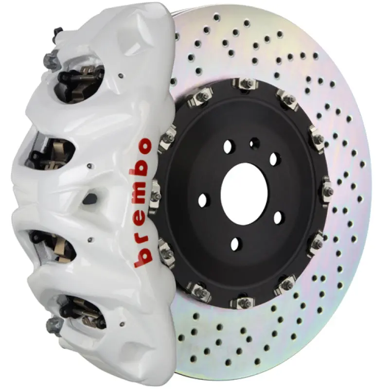 Brembo 18+ Atlas Front Gt Bbk 8 Piston Cast 412X38 2Pc Rotor Drilled- White 1