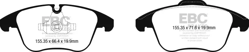 Ebc Redstuff Front Brake Pads For 2016+ Jaguar Xe 2.0L Td (180 Hp) 1