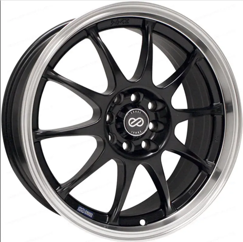 Enkei J10 16X7 5X112/114.3 38Mm Offset 72.62Mm Bore Dia Black W/ Machined Lip Wheel 1