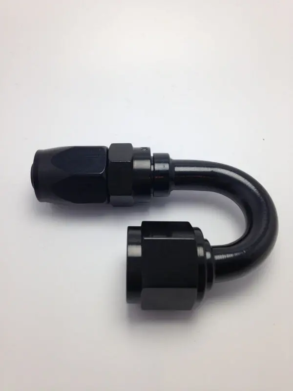 Fragola -8An Female To -6An Male 180° Reducing Hose Fitting – Black Anodized 1