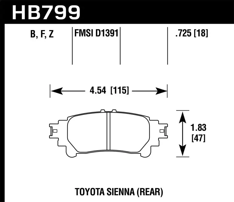 Hawk 14-16 Toyota Highlander Hps Rear Brake Pads 1