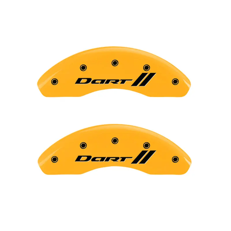 Mgp 4 Caliper Covers Engraved Front & Rear With Stripes/Dart Yellow Finish Black Ch 1