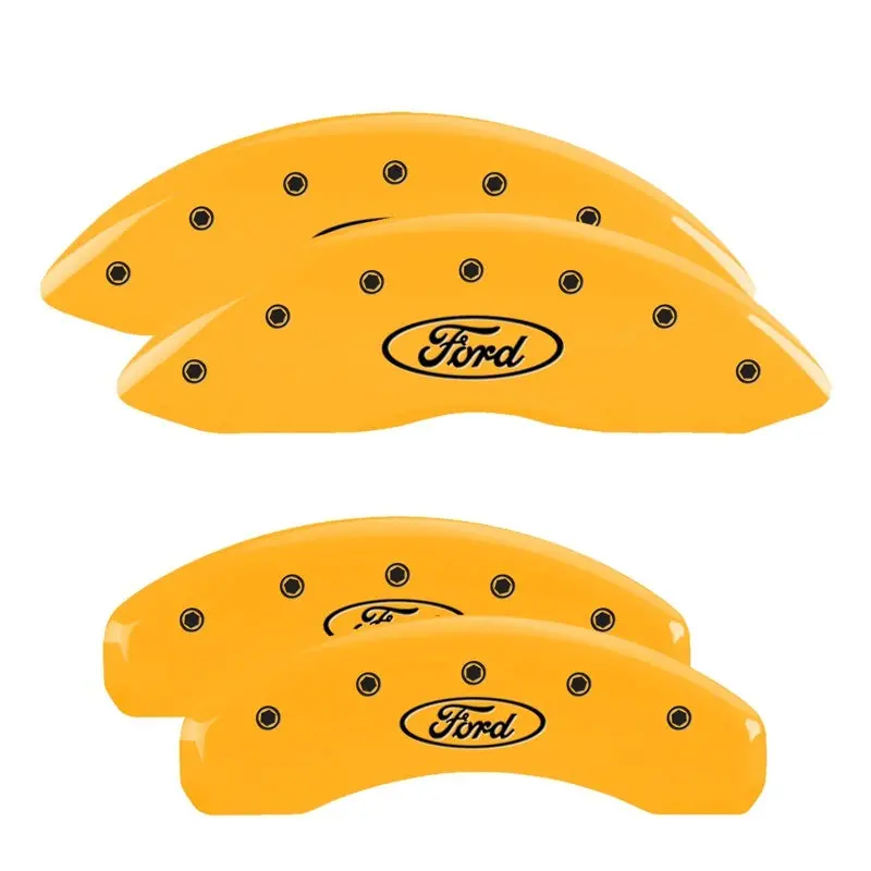 Mgp Engraved 4-Piston Caliper Covers – Ford Yellow Finish With Oval Logo For 2010 F-150 1