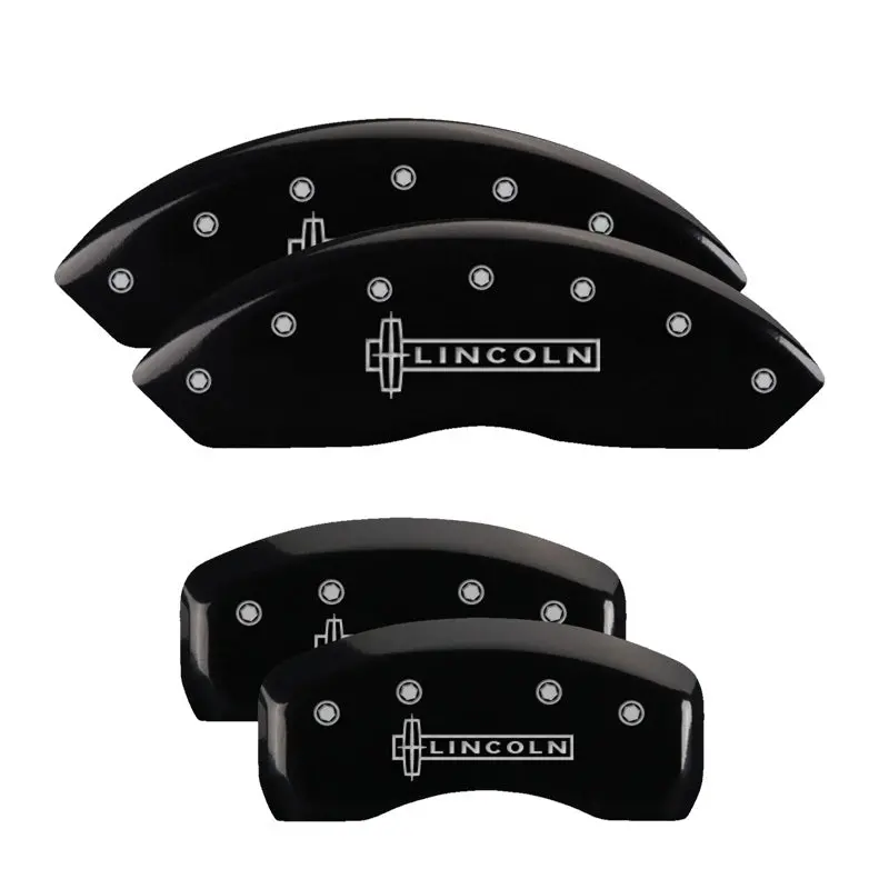 Mgp Engraved 4-Piston Caliper Covers – Front & Rear, Lincoln Black Finish With Silver Accent 2