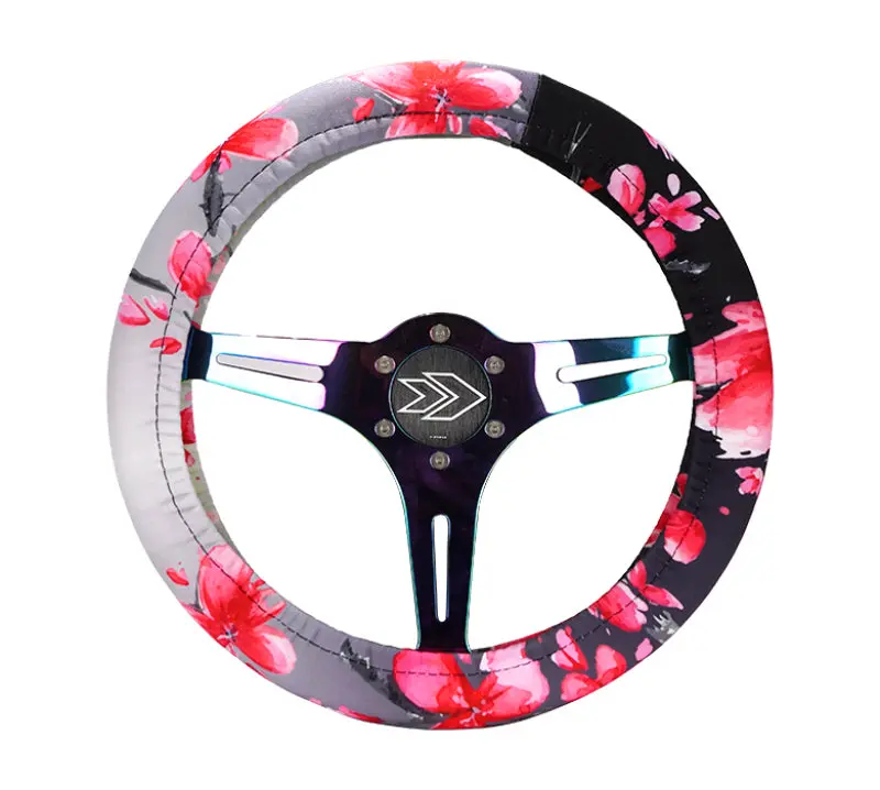 Nrg Sakura Stretch Polyester Steering Wheel Cover With Prismatag Accent 2