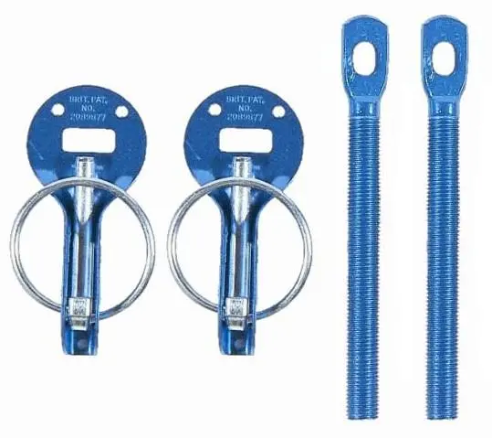 Sparco Blue Hood Pin Safety Kit – Anodized Aluminum Construction 1