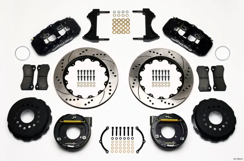 Wilwood Aero4 Rear Parking Brake Kit – 14-Inch Drilled Rotor, Compatible With Ford 8.8 Axle & 2.5-Inch Offset, 5-Lug 1