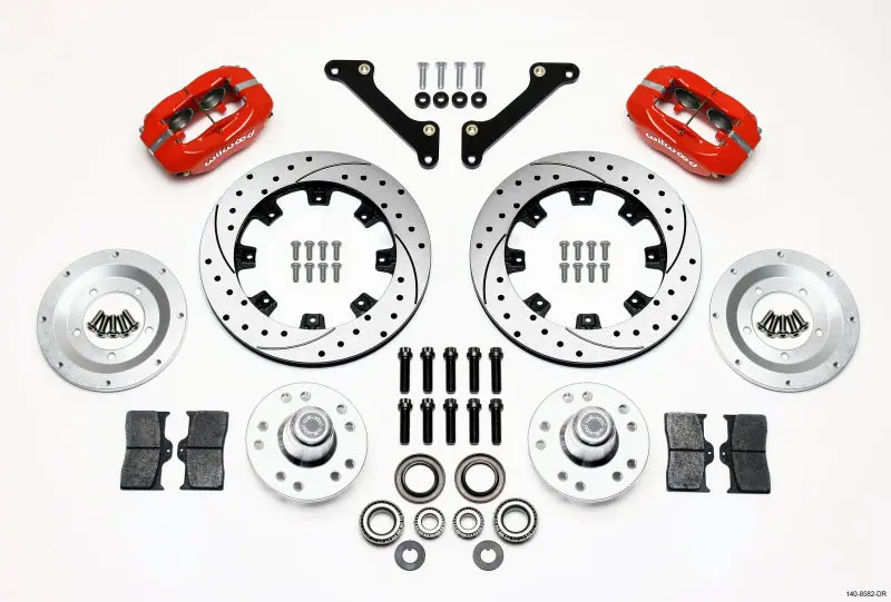 Wilwood Forged Dynalite Front Brake Kit For 1970–1978 Chevrolet Camaro – 12.19 Inch Drilled Rotors, Red Calipers 1